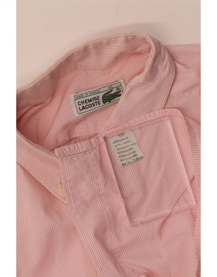 Lacoste Herrenhemd Größe 40 Mittelrosa Nadelstreifen-Baumwolle