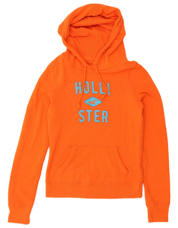 Hollister Womens Graphic Hoodie Pullover UK 6 XS Orange Baumwolle