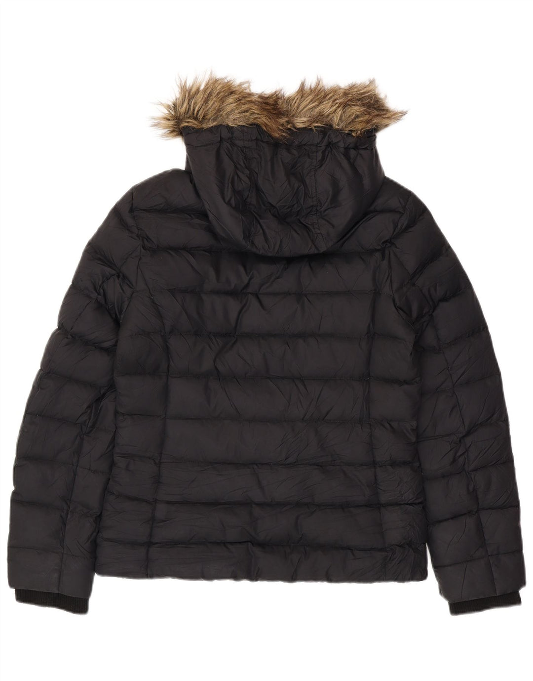 TOMMY HILFIGER Wattierte Damenjacke mit Kapuze, UK 16, Größe L, Schwarz, Polyester