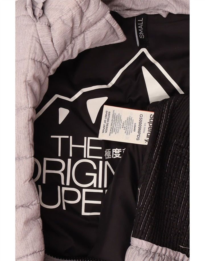 Superdry Wattierte Damenjacke mit Kapuze, UK 10, Größe S, Grau, Polyester