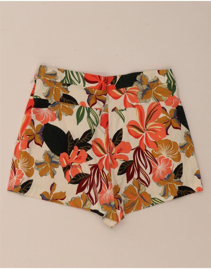 ZARA Damen-Chinoshorts mit hoher Taille, Größe S, W26, mehrfarbig, Blumenmuster