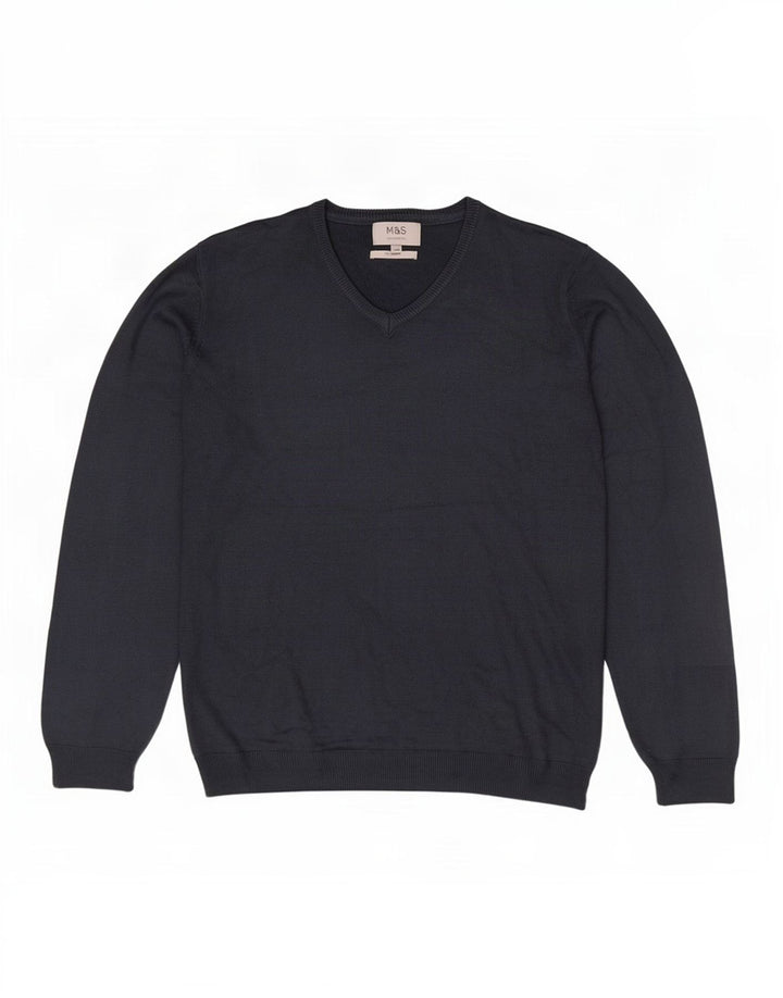 Marks & Spencer Herren-Pullover mit V-Ausschnitt, XL, Marineblau, Acryl