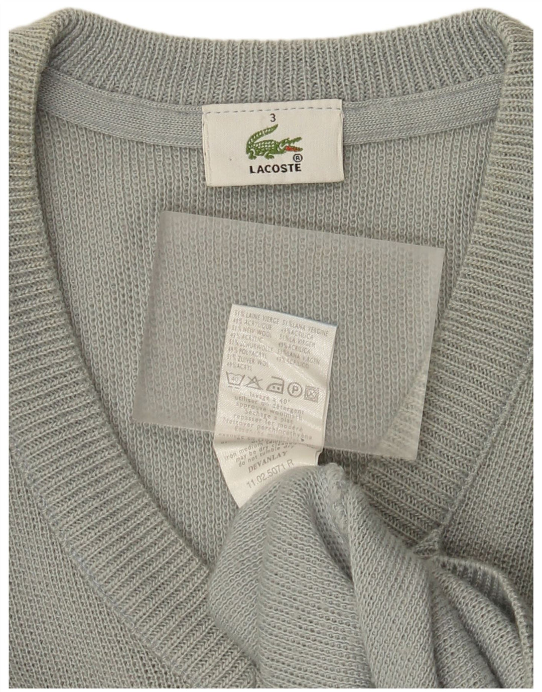 Lacoste Herren-Pullover mit V-Ausschnitt, Größe 3, kleine grüne Wolle