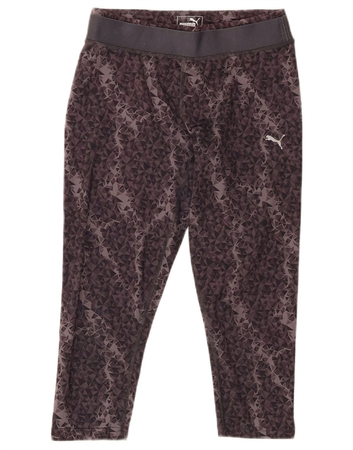 PUMA Damen Capri-Leggings UK 10 Small Graues geometrisches Polyester