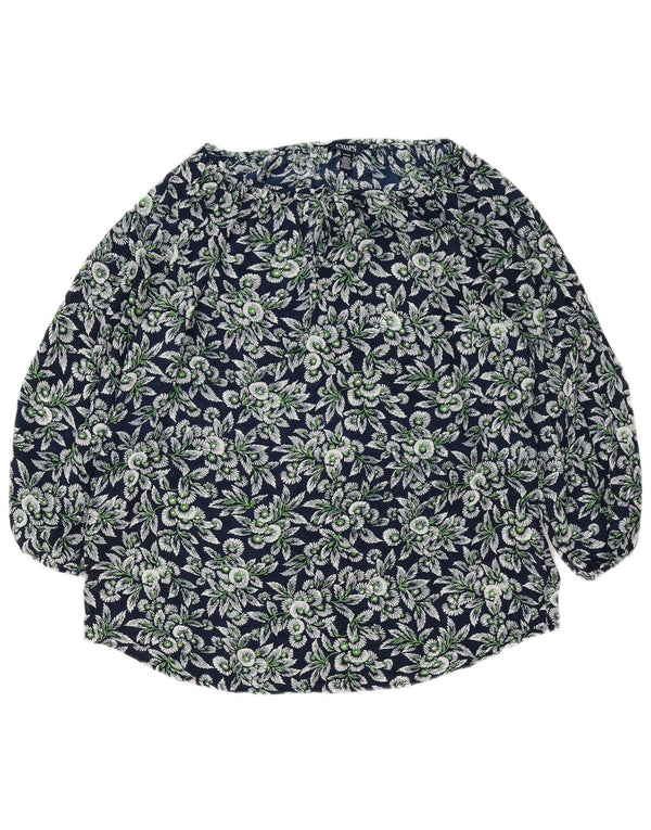 CHAPS Damen-Blusenoberteil mit übergroßen 3/4-Ärmeln, Gr. 10, Größe S, Marineblau mit Blumenmuster