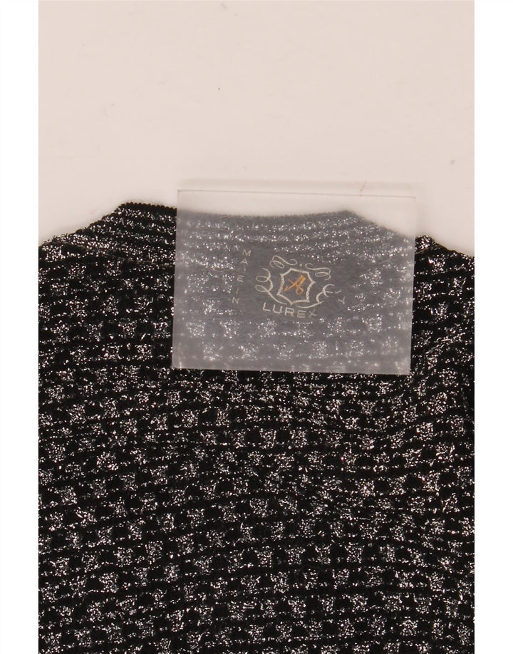 Vintage Damen Weste Tank Top UK 14 Medium Schwarz Geometrisch