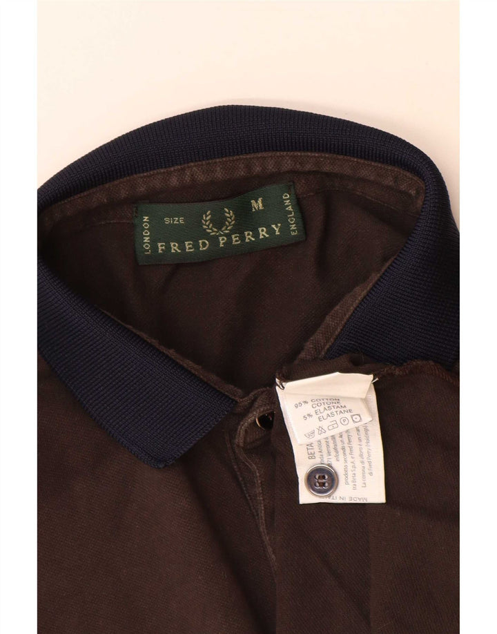 Fred Perry Herren-Langarm-Rugby-Poloshirt aus mittelbrauner Baumwolle