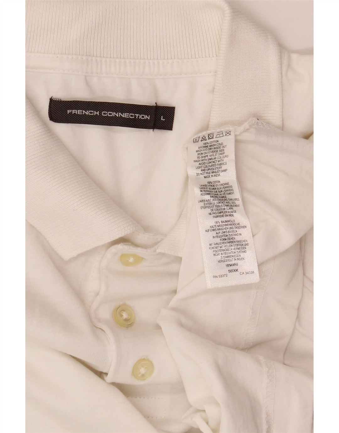 French Connection Herren-Poloshirt, groß, cremefarbene Baumwolle