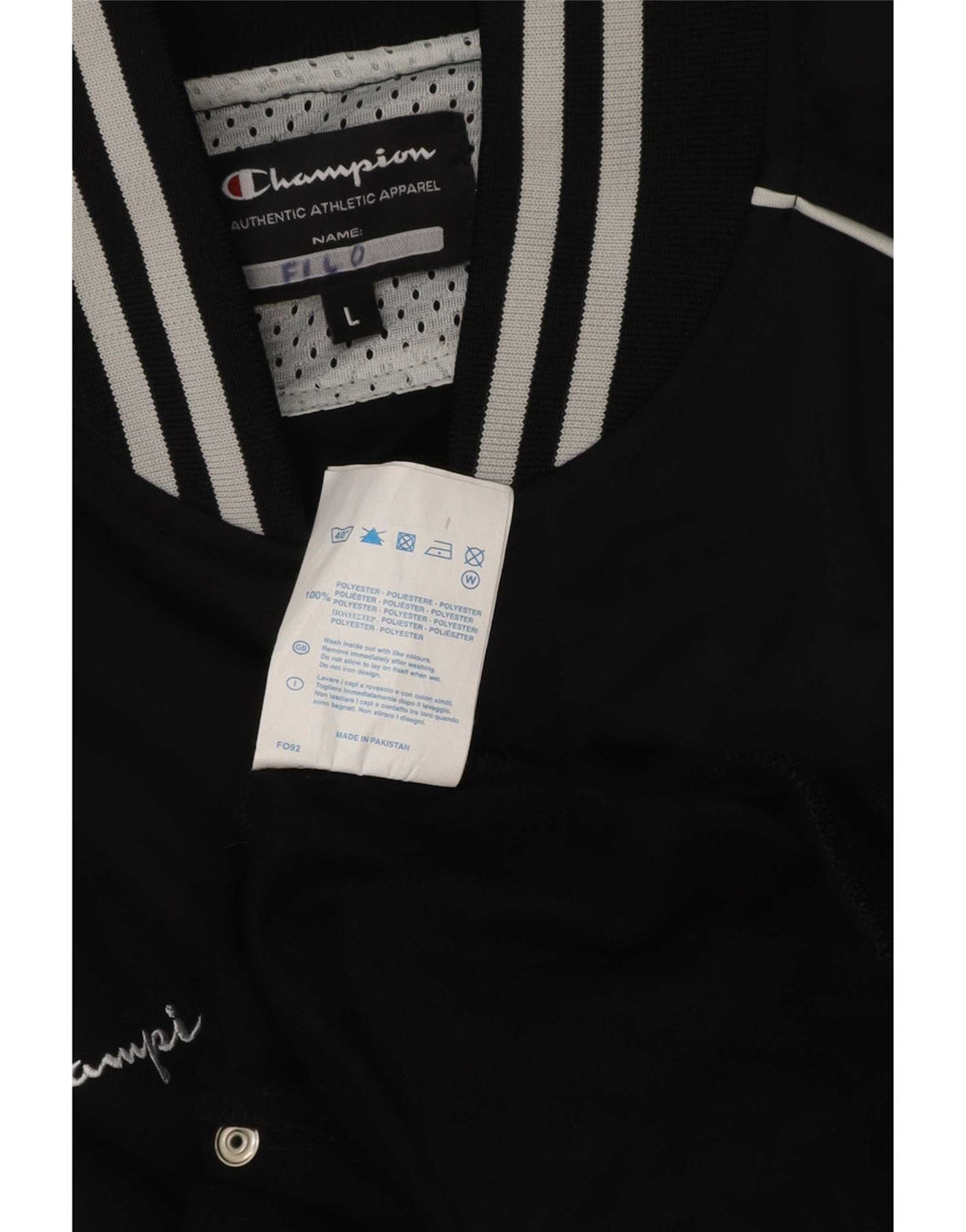 Champion Herren-Trainingsanzugoberteil mit Grafik, groß, schwarz gestreift, Polyester
