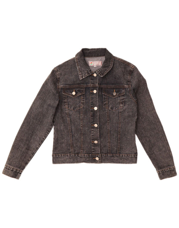 Vintage Damen Crop Jeansjacke UK 12 Mittelgraue Baumwolle