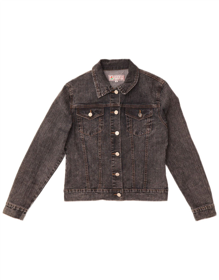 Vintage Damen Crop Jeansjacke UK 12 Mittelgraue Baumwolle