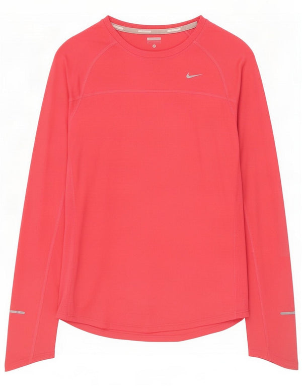 Nike Damen Top Langarm UK 12 Mittelrosa Polyester