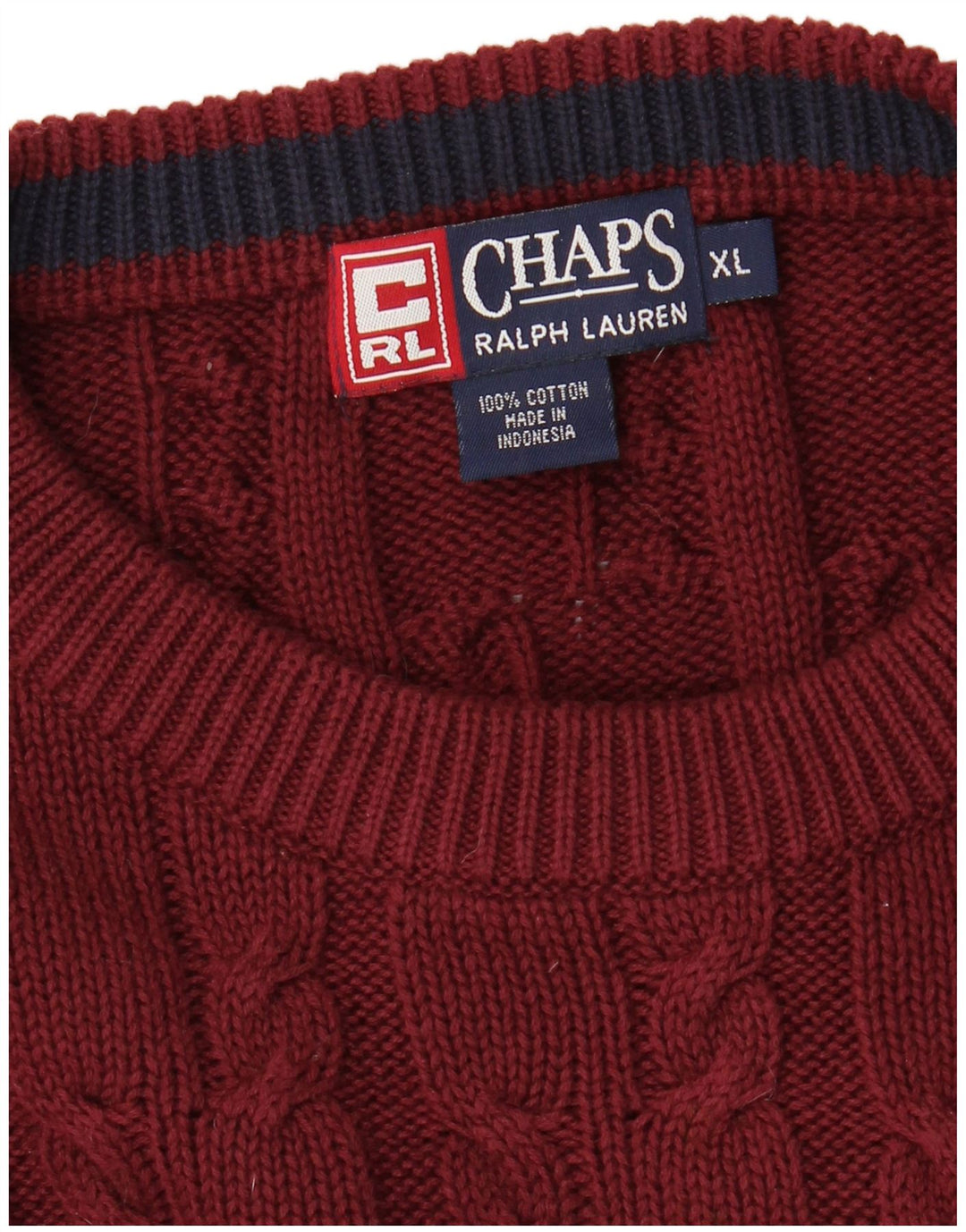 CHAPS RALPH LAUREN Herren-Pullover mit Rundhalsausschnitt, XL, burgunderrote Baumwolle