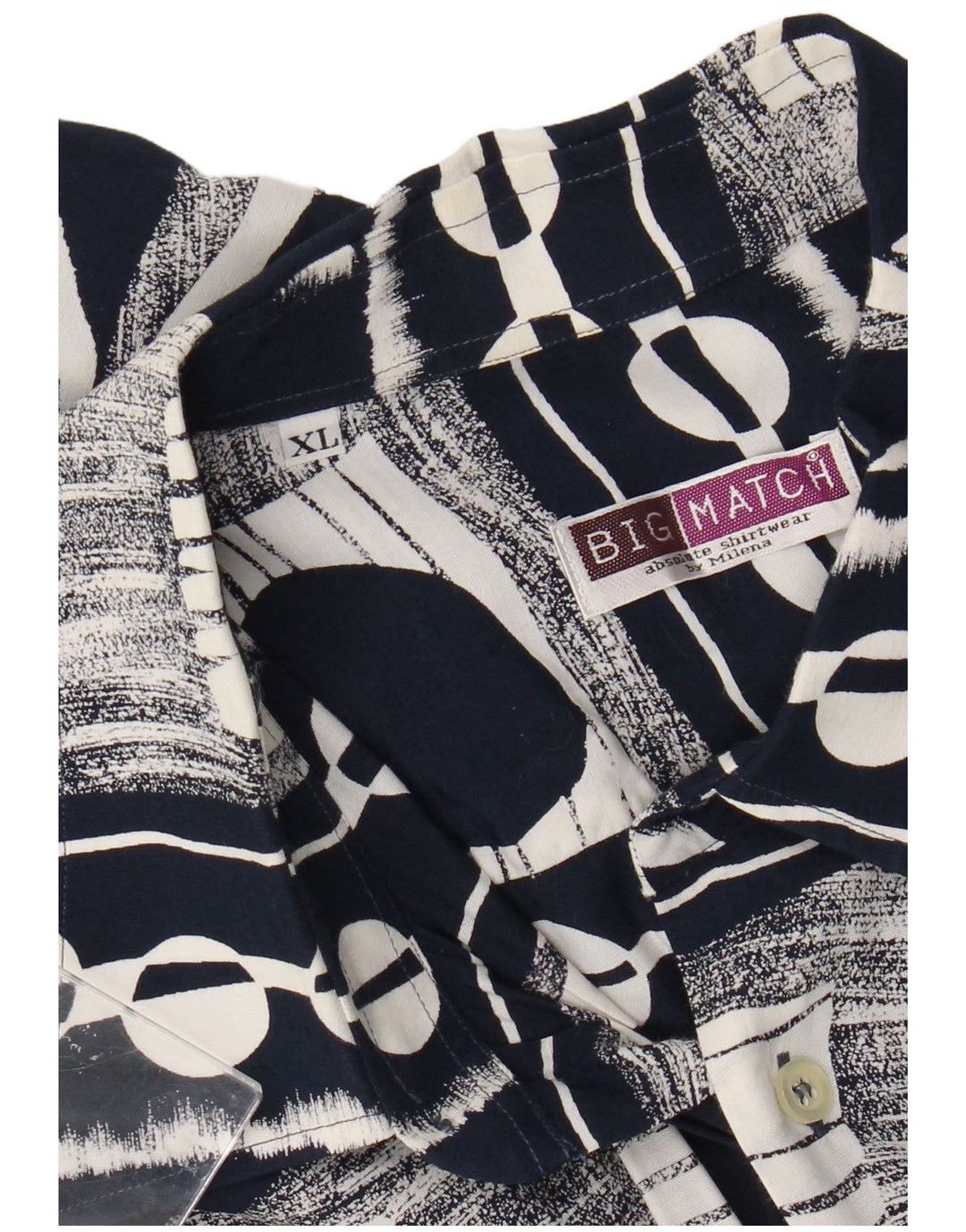 Big Match Herren Kurzarmhemd XL Marineblau Geometrisch