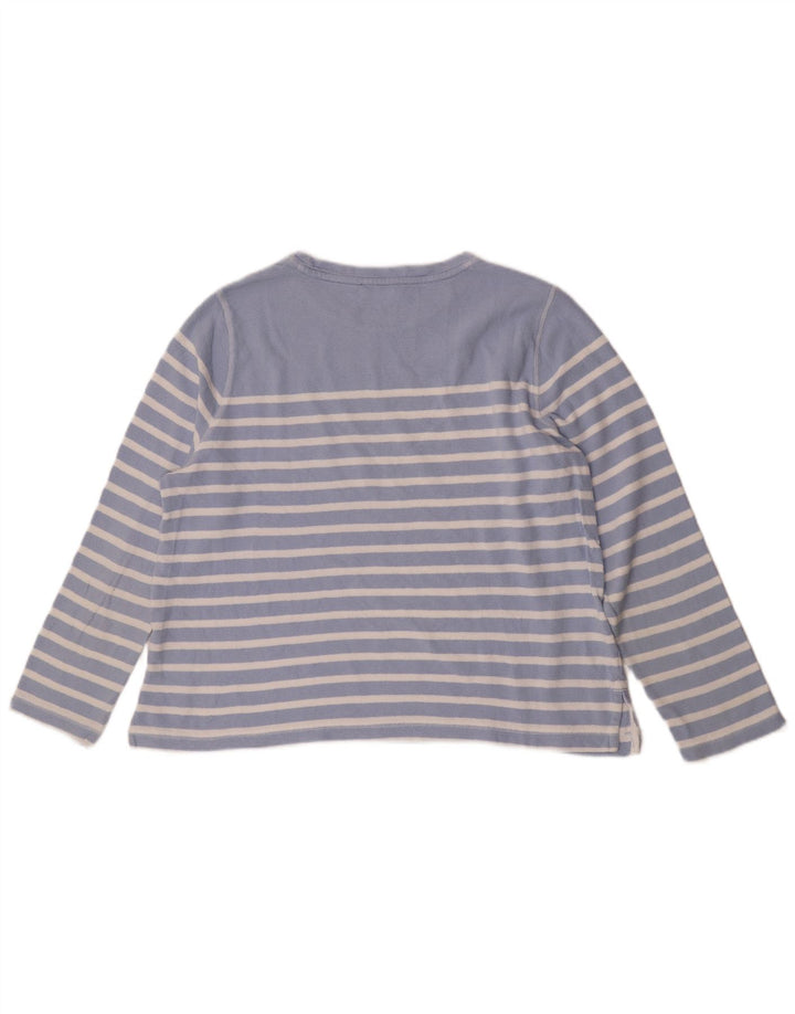 Marks & Spencer Damen Top Langarm UK 16 Große blau gestreifte Baumwolle