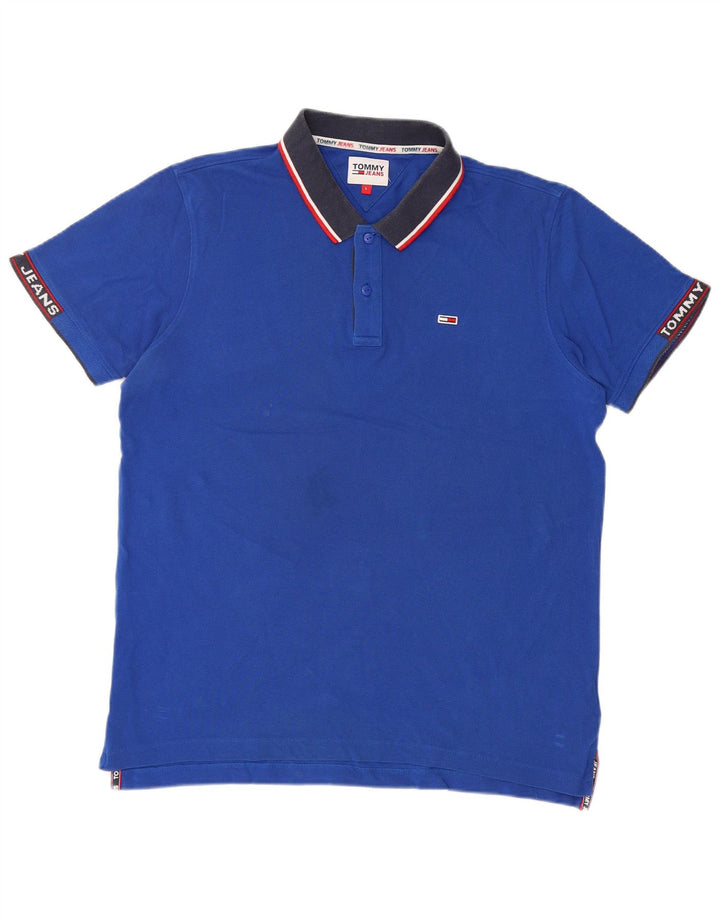 TOMMY HILFIGER Mens Polo Shirt Large Blue Cotton