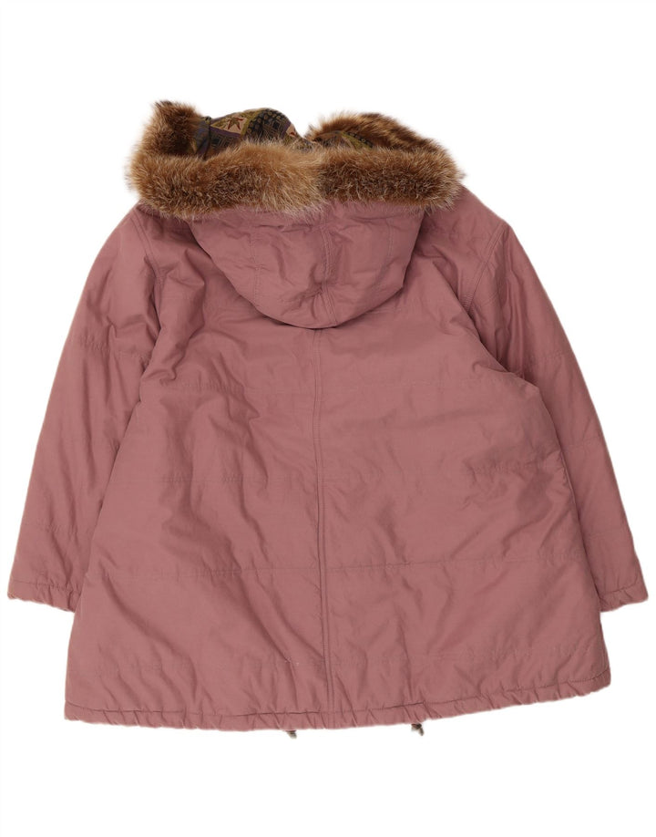 Mabrun Damen-Parka mit Kapuze, übergroß, IT 40, mittelrosa, Baumwolle