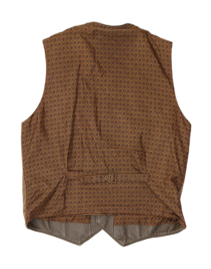 Vintage Herren Wildlederweste mittelbraunes geometrisches Leder