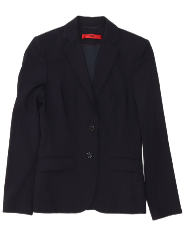 Hugo Boss Damen 2-Knopf-Blazerjacke UK 6 XS Marineblaue Schurwolle