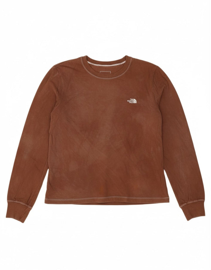 THE NORTH FACE Womens Top Long Sleeve UK 10 Small Brown Cotton