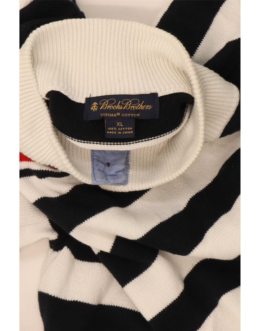 Brooks Brothers Herren-Pullover mit Knopfkragen, XL, Marineblau gestreift