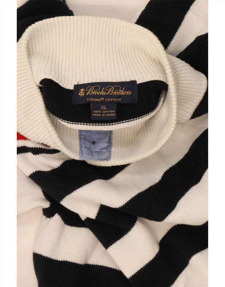 Brooks Brothers Herren-Pullover mit Knopfkragen, XL, Marineblau gestreift