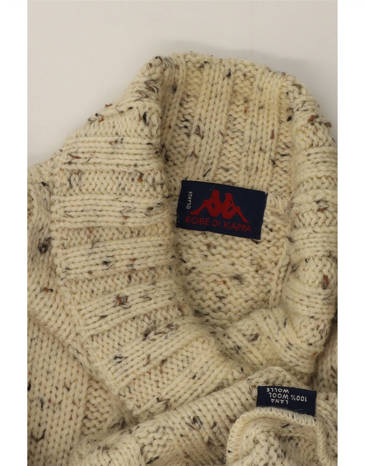 Kappa Herren-Pullover mit Rollkragen, groß, cremefarbene gesprenkelte Wolle