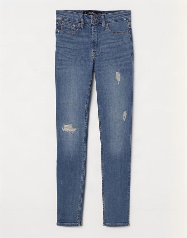 Hollister Damen Distressed High Rise Skinny Jeans US 0 XS W24 L25 Blau