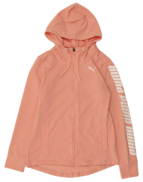 PUMA Damen Graphic Zip Hoodie Pullover UK 8 Small Rosa Baumwolle