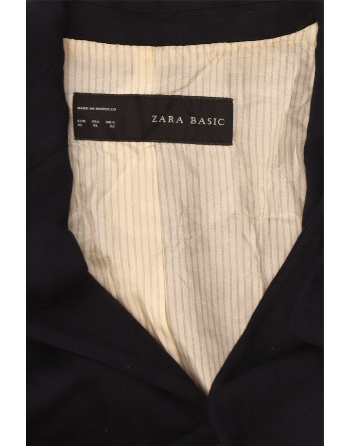 Zara Damen 1-Knopf-Blazerjacke UK 18 XL Marineblaue Viskose