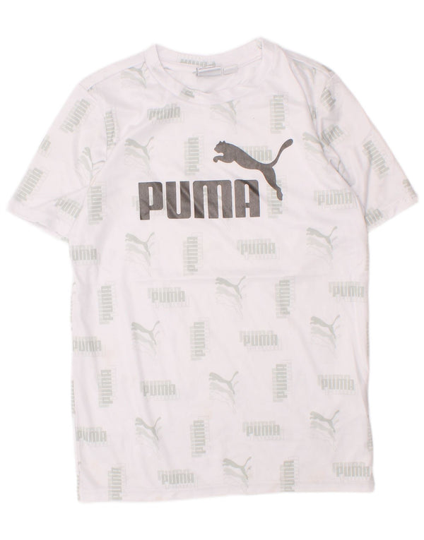 Puma Jungen T-Shirt mit Grafik, 7–8 Jahre, Größe S, Weiß, Polyester