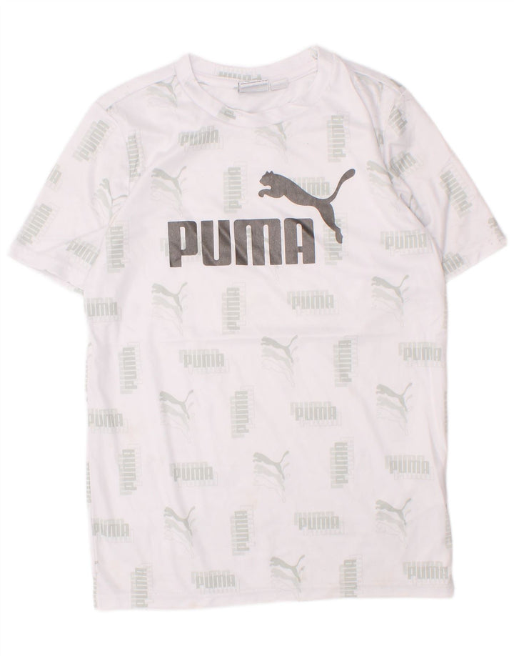 Puma Jungen T-Shirt mit Grafik, 7–8 Jahre, Größe S, Weiß, Polyester