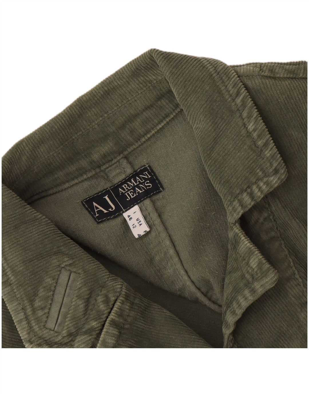 Armani Jeans Damen 3-Knopf-Cord-Blazerjacke UK 16 Large Khaki
