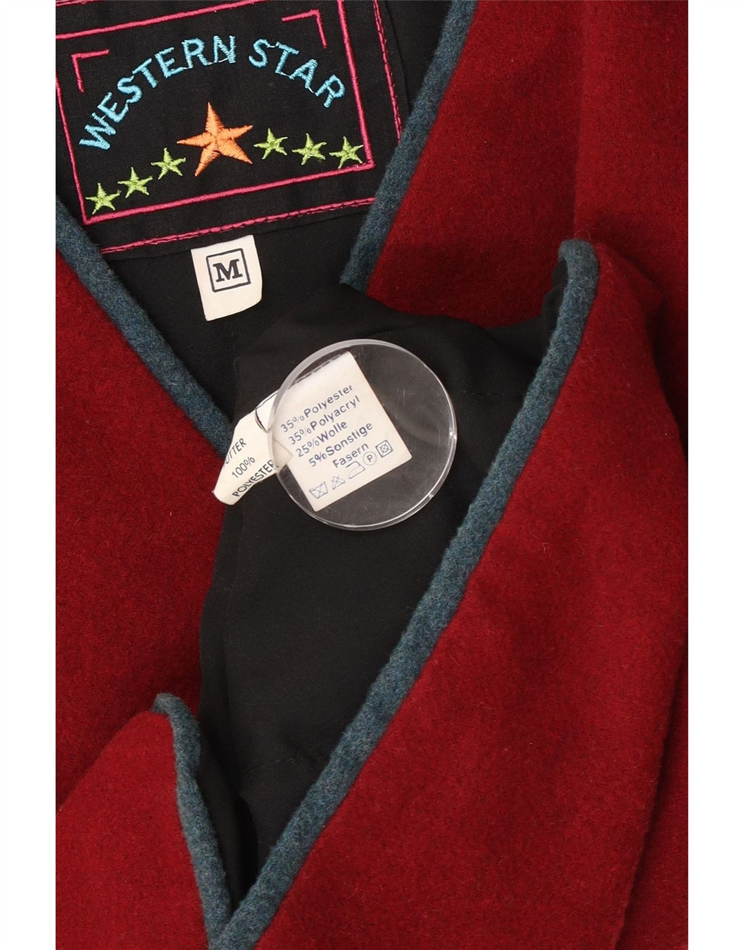 Vintage Herren Weste Medium Burgund Polyester