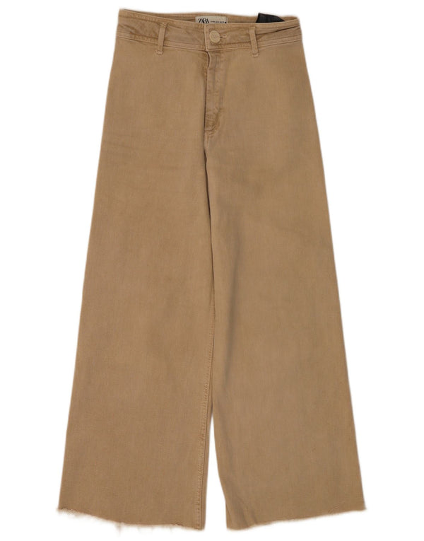 Zara Damen The Marine High Waist Wide Leg Jeans EU 38 Small W28 L26 Beige