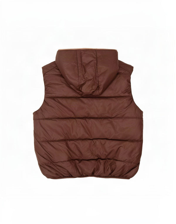 Zara Jungen-Weste mit Kapuze, gepolstert, 13–14 Jahre, groß, braunes Polyester