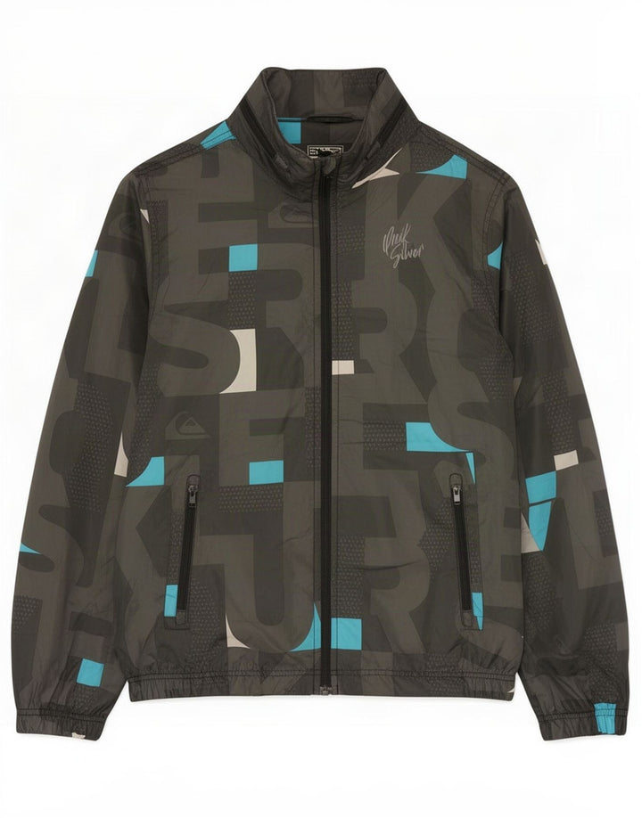 Quiksilver Jungen-Regenjacke mit grafischer Kapuze, 13–14 Jahre, Khaki, Polyester