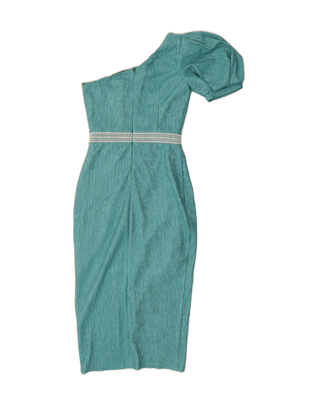 VINTAGE Womens One Shoulder Dress UK 8 Small  Turquoise Polyester Vintage Vintage and Second-Hand Vintage from Messina Hembry 