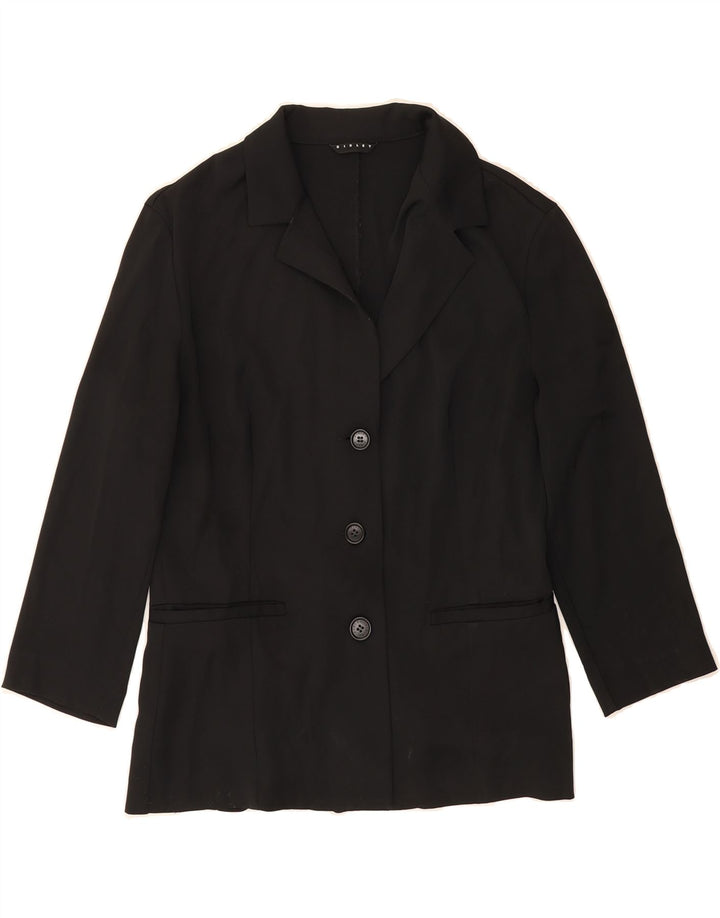 SISLEY Womens 3/4 Sleeve 3 Button Blazer Jacket IT 44 Medium Black Vintage Sisley and Second-Hand Sisley from Messina Hembry 