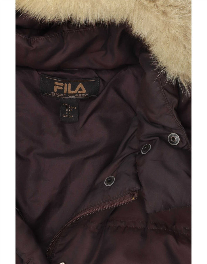 Fila Wattierte Damenjacke mit Kapuze, IT 46/48, großes braunes Polyamid