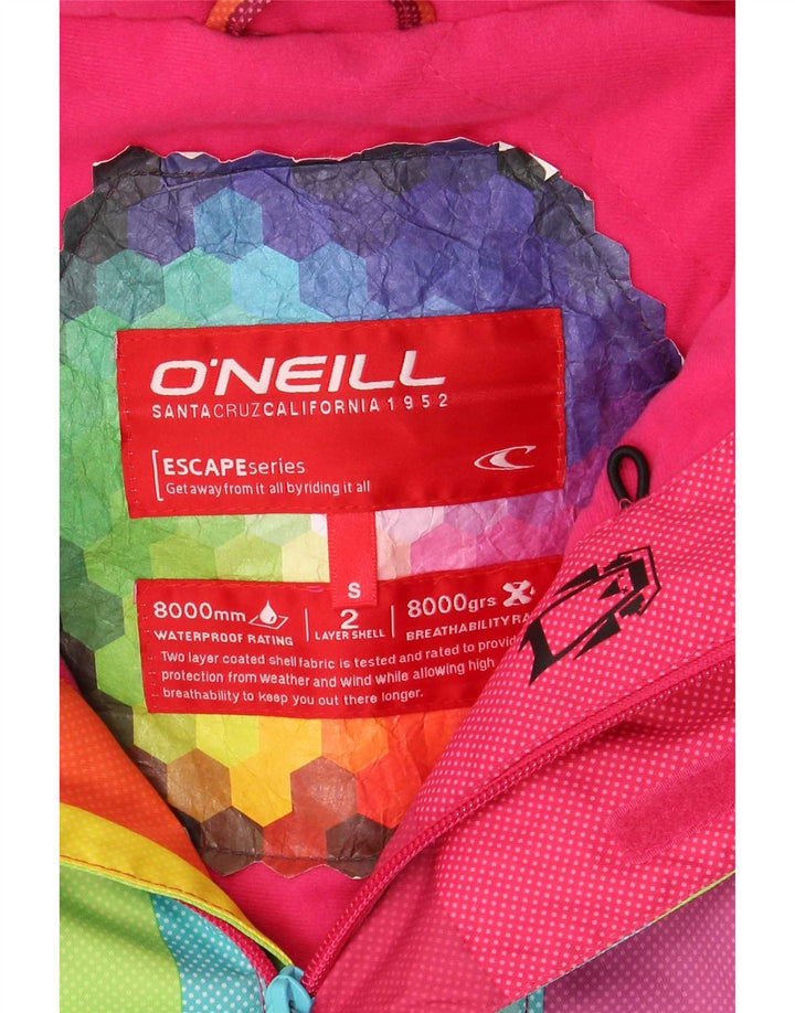 O'Neill Womens Hooded Rain Jacket UK 10 Small Mehrfarbiger Farbblock