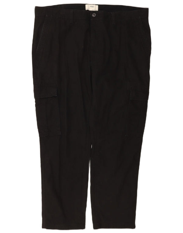 Marks & Spencer Mens Slim Cargo Trousers W40 L29 Black Cotton