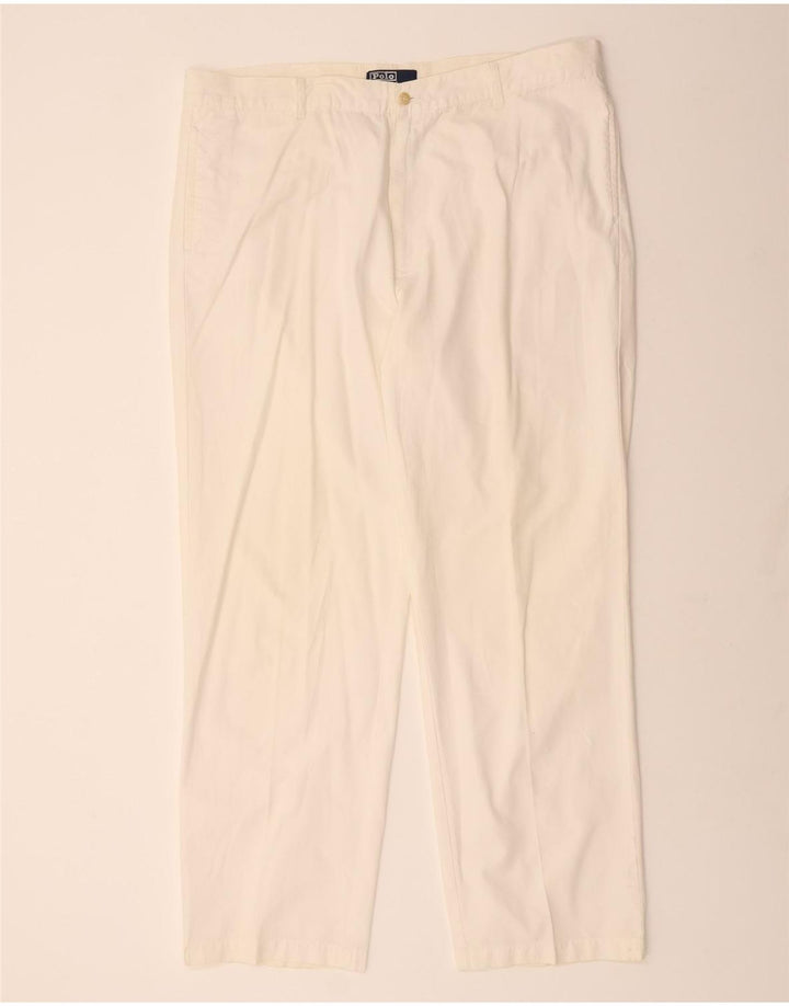 POLO RALPH LAUREN Gerade Chino-Hose für Herren, W42, L34, weiße Baumwolle