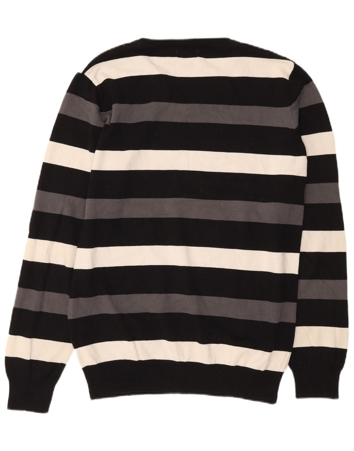 Jack & Jones Herren-Pullover mit V-Ausschnitt, mittelschwarz gestreift