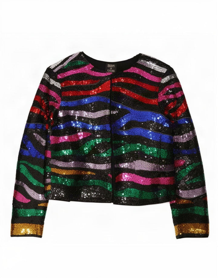 Biba Womens Pailletten Open Bolero Jacke UK 10 Small Mehrfarbig Colourblock