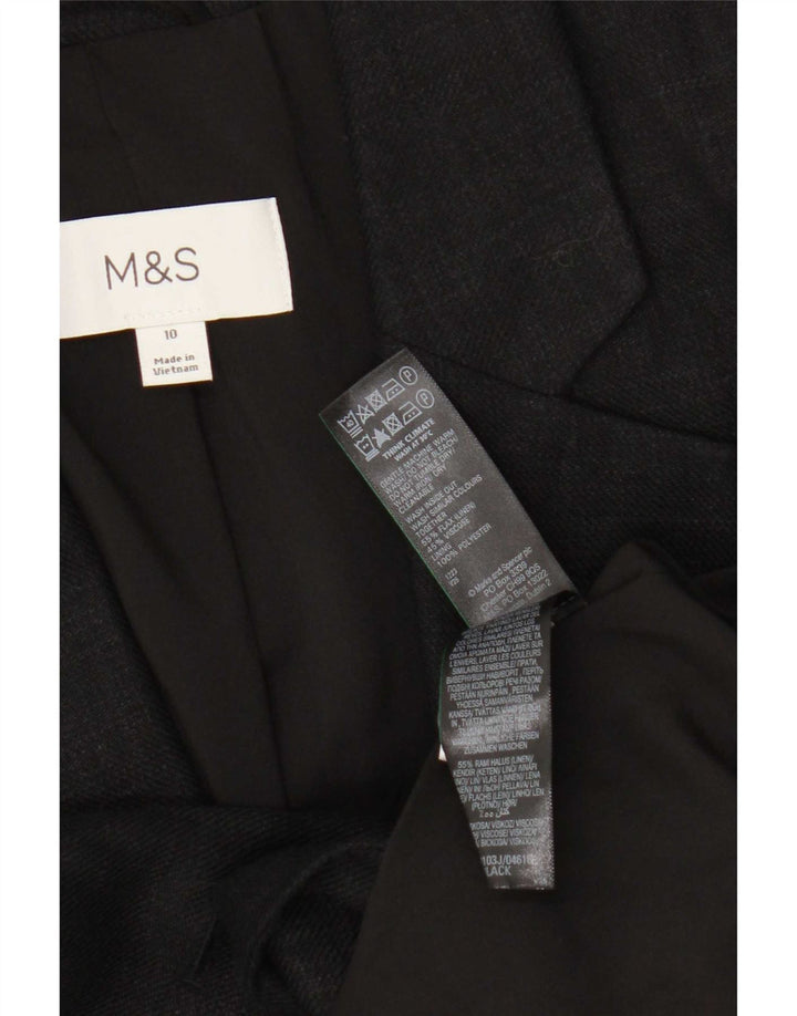 Marks & Spencer Damen-Blazer mit 1 Knopf, Gr. 10, Größe S, Schwarz, Leinen
