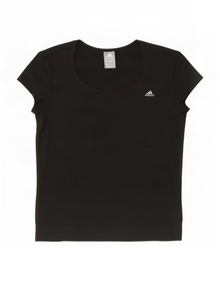 Adidas Damen Climalite T-Shirt Top UK 12/14 Medium Schwarz Polyester