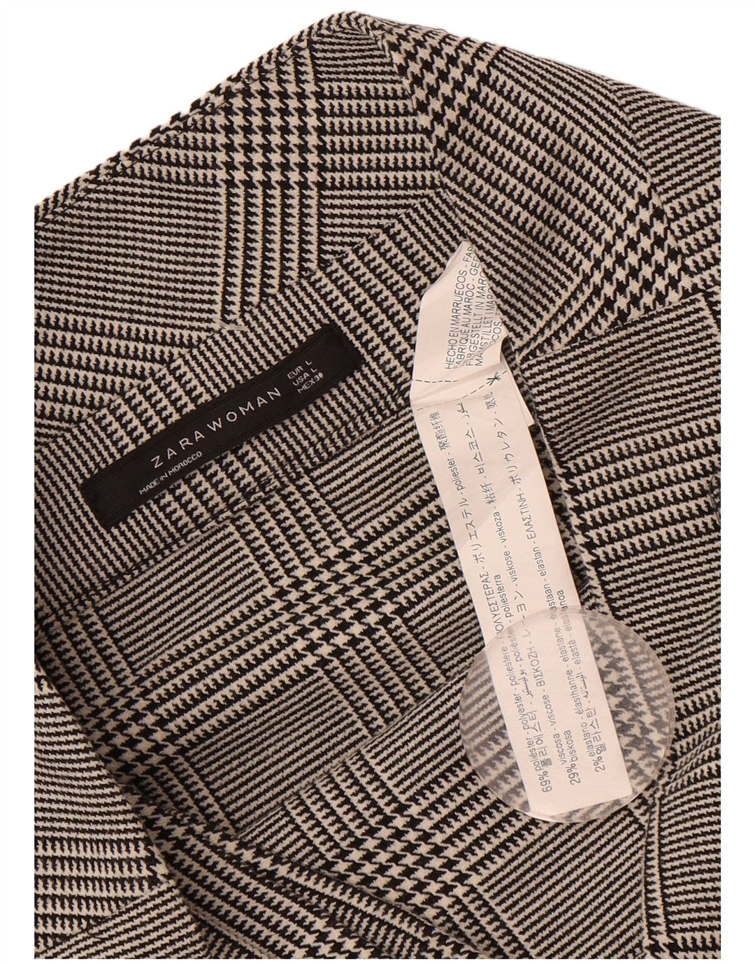 ZARA Womens Straight Skirt Large W32  Black Houndstooth Polyester