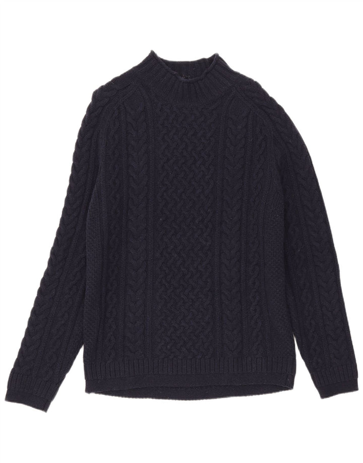Massimo Dutti Damen Rollkragenpullover Pullover UK 16 Große marineblaue Wolle