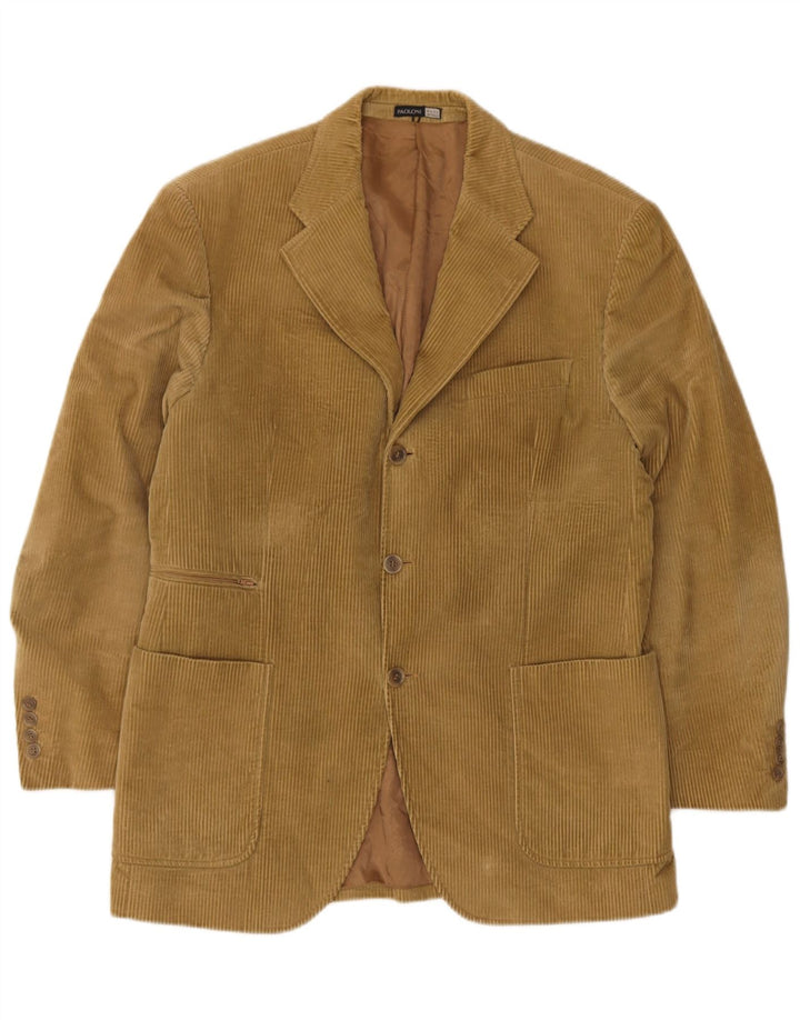Paoloni Herren-Blazer aus Cord mit 3 Knöpfen, IT 50, große Beige-Baumwolle